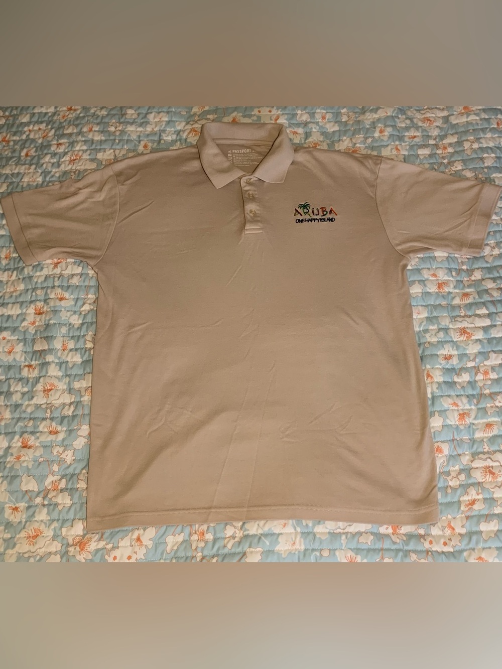 Aruba One Happy Island Beige Polo Shirt